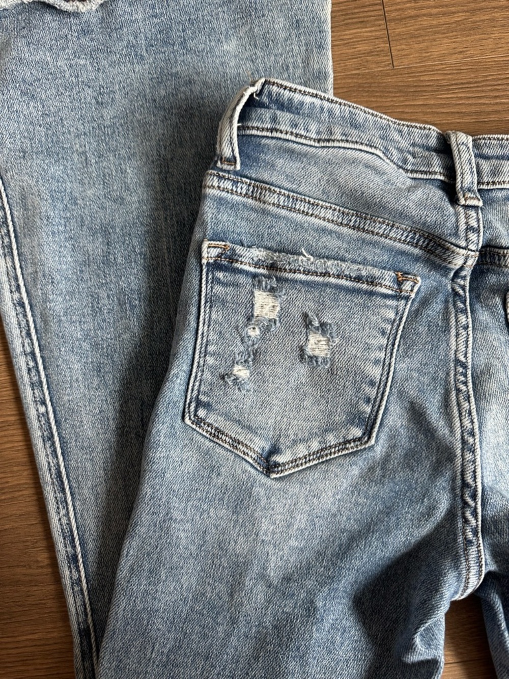 Flying Monkey Light Blue Distressed Denim Flare Jeans